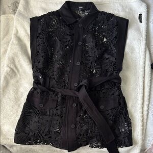 Express Black Lace-Detail Top